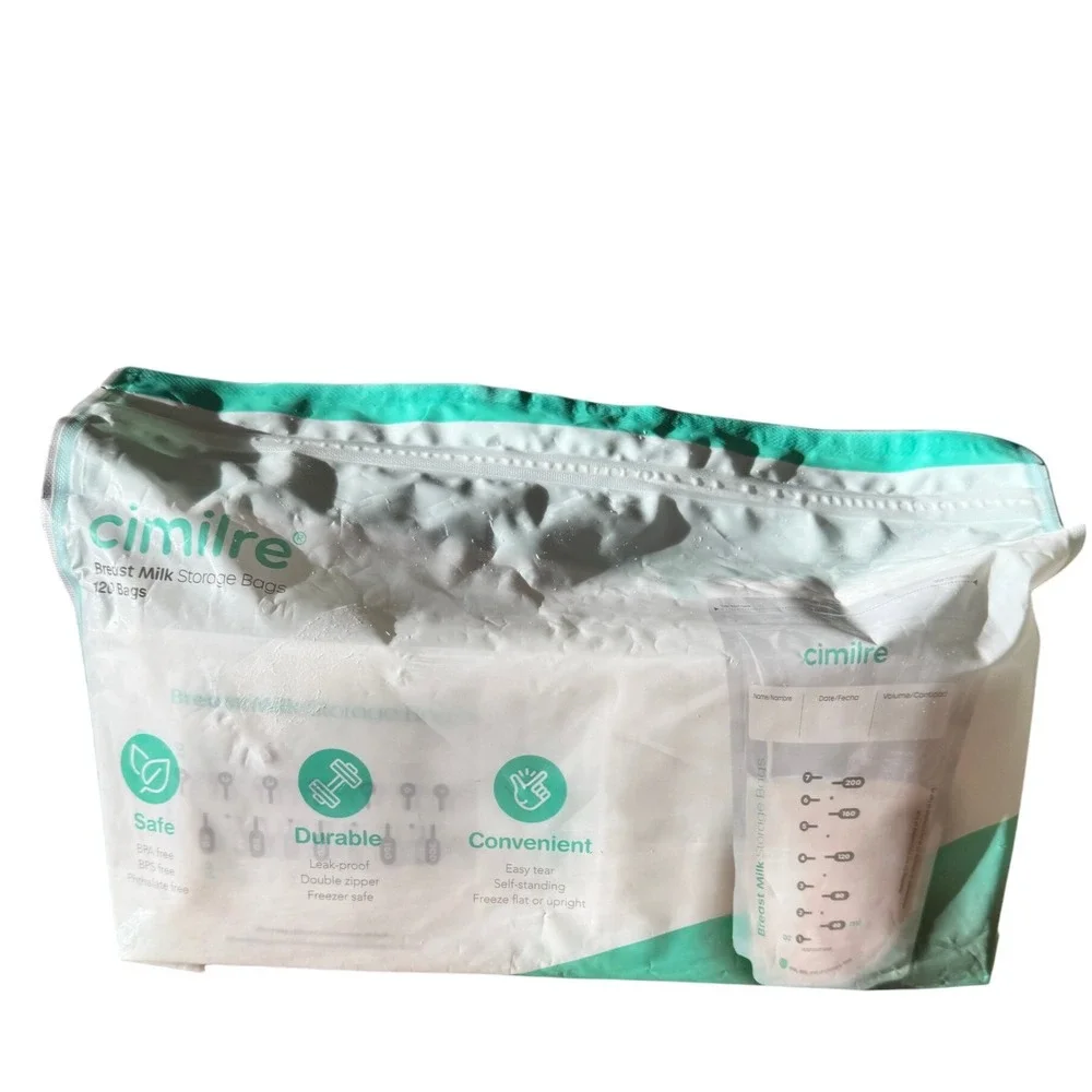 Cimilre‎ Breast Milk Storage Bags 120 BPA Free Double Zipper Leak Proof Freezer